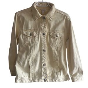 Size Small, Butter Cream Yellow Vintage Style Denim Jacket.